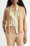 Kasper Self Edge Open Front Cardigan In Brown