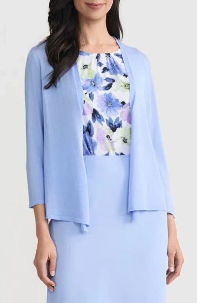 Kasper Self Edge Open Front Cardigan In Blue