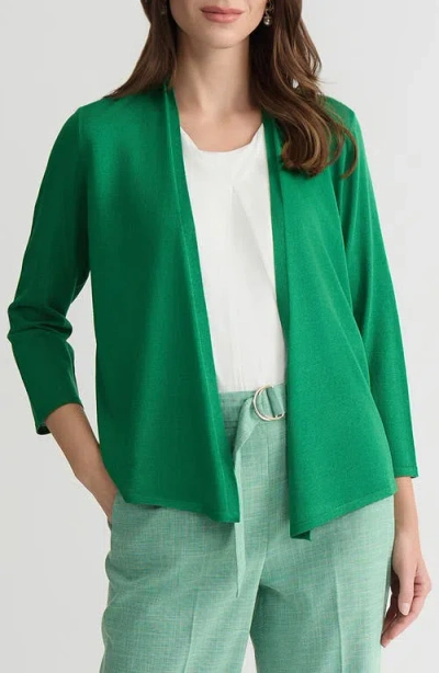 Kasper Self Edge Open Front Cardigan In Green