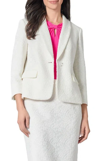 Kasper Shawl Collar Lace Blazer In Lily White