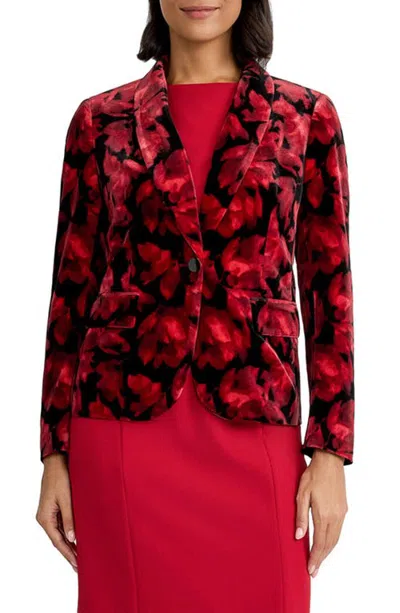 Kasper Shawl Collar One-button Blazer In Red