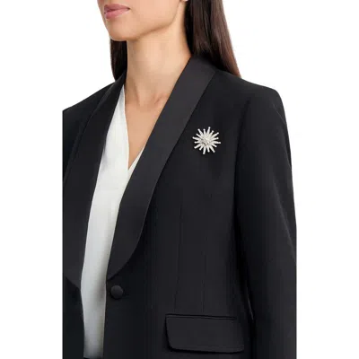 Kasper Shawl Collar One-button Blazer With Brooch In Blue