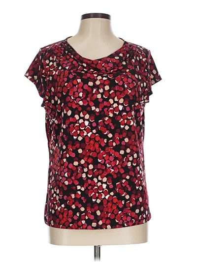 Pre-owned Kasper Short Sleeve Blouse In Burgundy