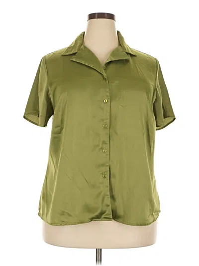 Pre-owned Kasper Short Sleeve Blouse In Green