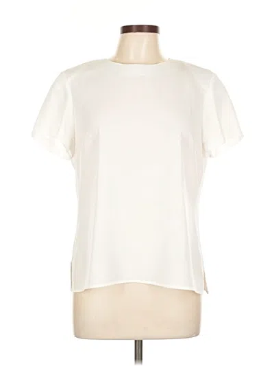 Pre-owned Kasper Short Sleeve Blouse In White