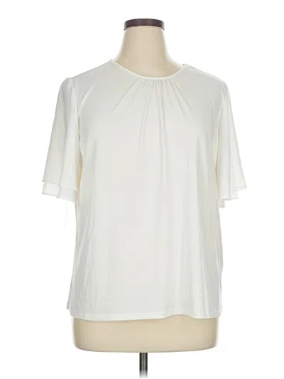 Pre-owned Kasper Short Sleeve Blouse In White