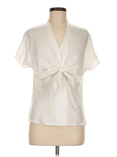 Pre-owned Kasper Short Sleeve Blouse In White