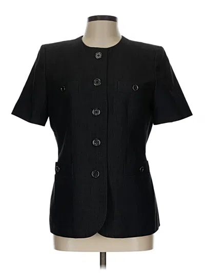 Pre-owned Kasper Short Sleeve Top Black Square Neckline Tops