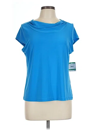 Pre-owned Kasper Short Sleeve Top Blue Cowl Neck Tops