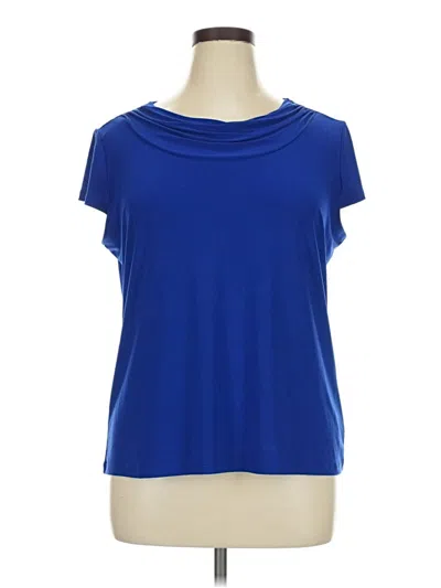 Pre-owned Kasper Short Sleeve Top Blue Cowl Neck Tops
