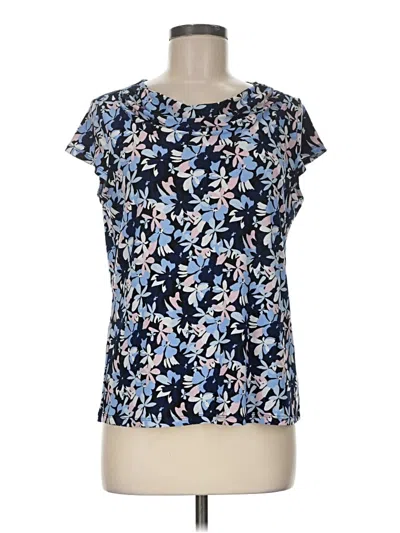 Pre-owned Kasper Short Sleeve Top Blue Scoop Neck Tops