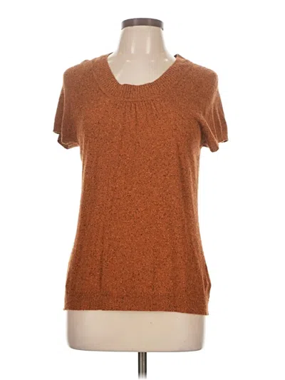 Pre-owned Kasper Short Sleeve Top Brown Scoop Neck Tops