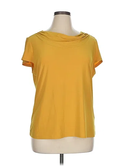 Pre-owned Kasper Short Sleeve Top Yellow Cowl Neck Tops