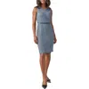 Kasper Sleeveless Belted Shift Dress In California Sky/black