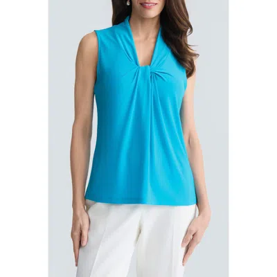 Kasper Sleeveless Knot Front Jersey Top In Blue
