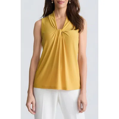 Kasper Sleeveless Knot Front Jersey Top In Orange