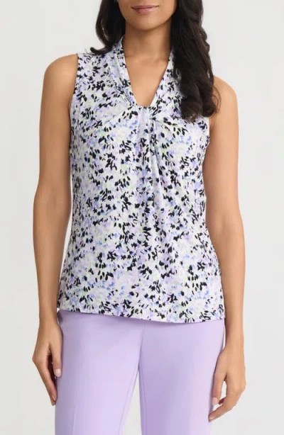 Kasper Sleeveless Knot Front Jersey Top In Purple