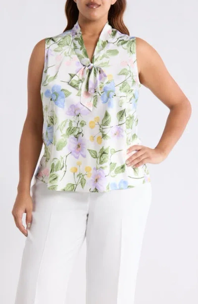 Kasper Sleeveless Matte Satin Top In White