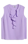 Kasper Sleeveless Ruffle Neck Top In Lavender Mist