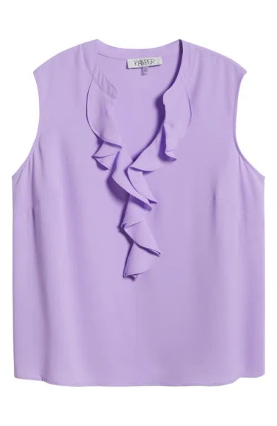 Kasper Sleeveless Ruffle Neck Top In Lavender Mist