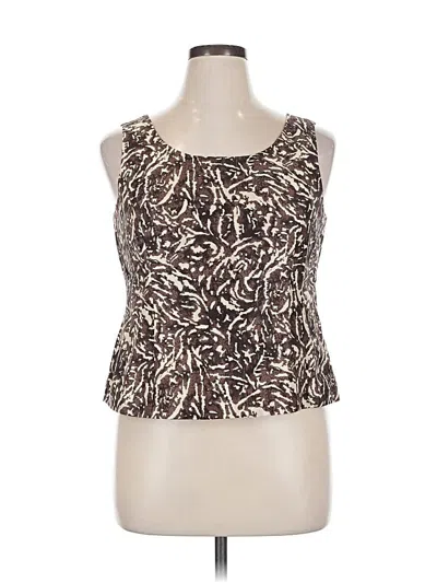 Pre-owned Kasper Sleeveless Silk Top Brown Crew Neck Tops