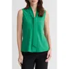 Kasper Sleeveless Tie Front Top In Green