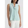 Kasper Sleeveless Tie Front Top In Green