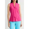 Kasper Sleeveless Tie Front Top In Pattern