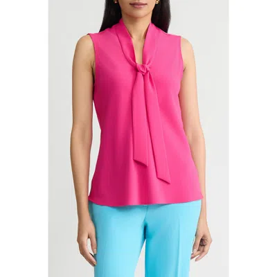 Kasper Sleeveless Tie Front Top In Pattern