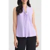 Kasper Sleeveless Tie Front Top In Purple