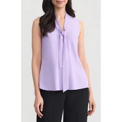 Kasper Sleeveless Tie Front Top In Purple