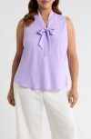 Kasper Plus Size Sleeveless Bias Bow Blouse In Purple