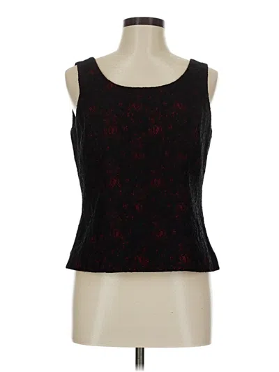 Pre-owned Kasper Sleeveless Top Black Floral Pattern Scoop Neck Tops