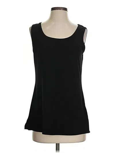 Pre-owned Kasper Sleeveless Top Black Solid Pattern Scoop Neck Tops