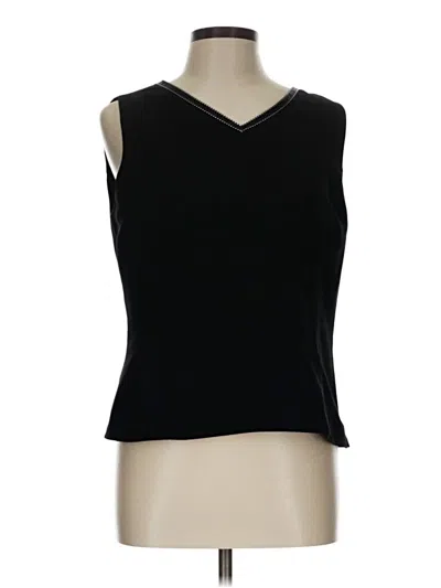 Pre-owned Kasper Sleeveless Top Black V-neck Tops