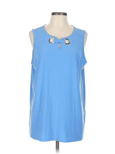 Pre-owned Kasper Sleeveless Top Blue Keyhole Neckline Tops