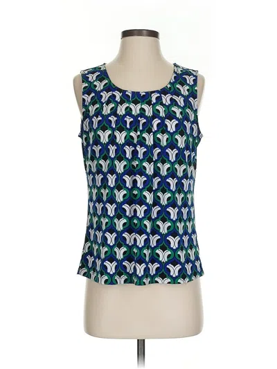 Pre-owned Kasper Sleeveless Top Blue Square Neckline Tops