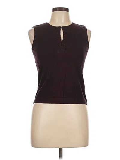 Pre-owned Kasper Sleeveless Top Burgundy Keyhole Neckline Tops