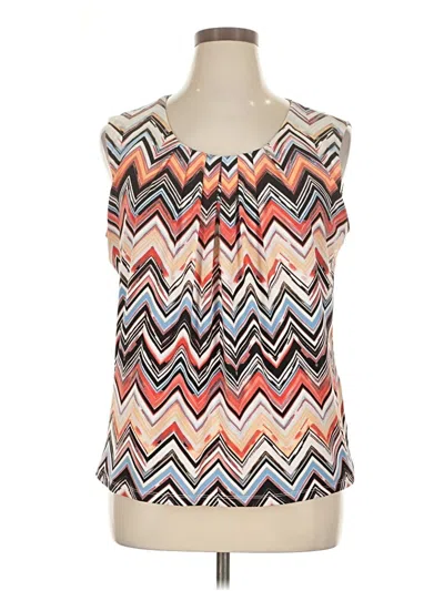 Pre-owned Kasper Sleeveless Top Orange Scoop Neck Tops