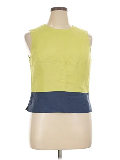 Pre-owned Kasper Sleeveless Top Yellow Color Block Pattern Halter Neckline Tops