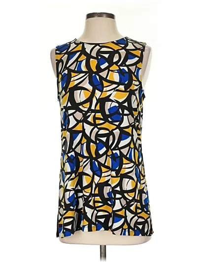 Pre-owned Kasper Sleeveless Top Yellow Square Neckline Tops