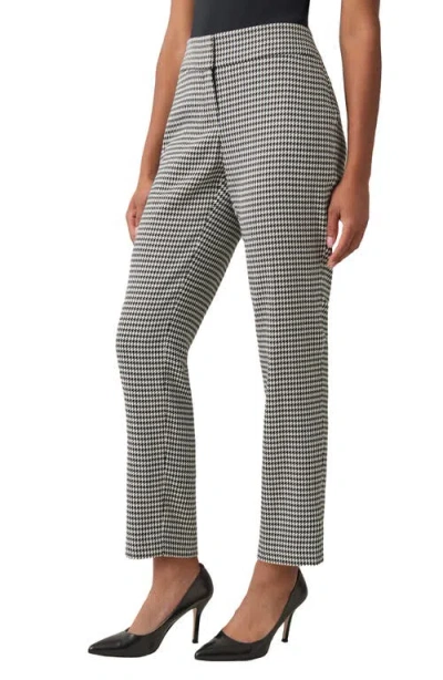 Kasper Slim Houndstooth Check Straight Leg Pants In Black/white
