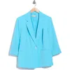 Kasper Solid Woven Blazer In Blue