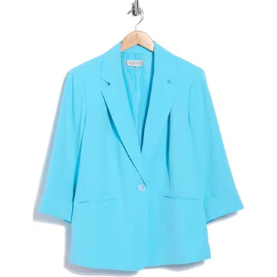 Kasper Solid Woven Blazer In Blue