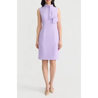 Kasper Spring Tie Neck Sleeveless Sheath Dress In Purple