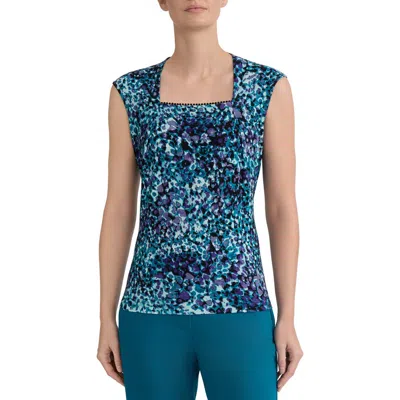 Kasper Square Neck Tank In Blue