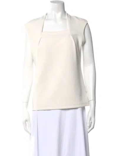 Pre-owned Kasper Square Neckline Sleeveless Top In White