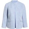 Kasper Plus Size Open-front Tweed Jacket In Blue