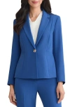 Kasper Stretch Crepe One-button Blazer In Blue