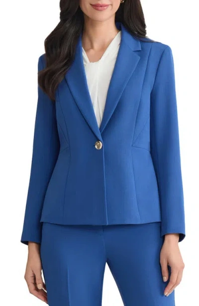 KASPER KASPER STRETCH CREPE ONE-BUTTON BLAZER